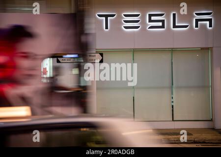 Tesla Cars, Hong Kong, Chine. Banque D'Images