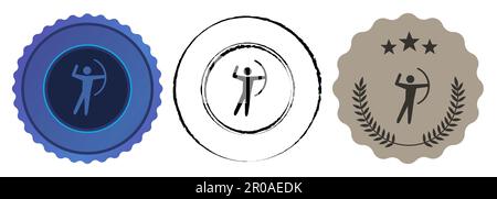 Tir à l'arc flèche arc archer trophée médaille d'or argent bronze prix championnat de compétition Illustration de Vecteur