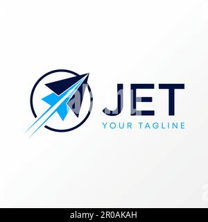 Logo design Graphic concept créatif abstrait premium libre vecteur papier avion vol rapide technologie dans la ligne circulaire transport lié Illustration de Vecteur