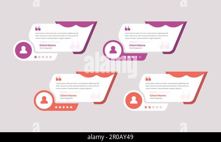 Conception moderne de cartes infographiques pour avis ou commentaires de clients professionnels Illustration de Vecteur