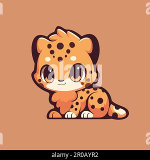 Une illustration de dessin animé d'un guépard avec un visage mignon. Illustration de Vecteur