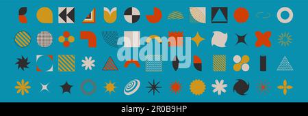 Figures et formes géométriques modernes. Éléments de base du Brutalisme. Design rétro Bauhaus Illustration de Vecteur