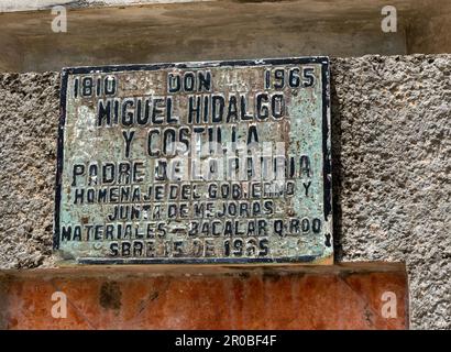 Plaque sur Miguel Hidalgo y Costilla 1753-1811, Bacalar, Quintana Roo, péninsule du Yucatan, Mexique - Père du pays Banque D'Images