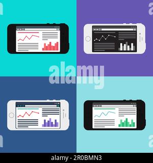 Adaptive Web Phone Template et Gadget Elements pour le site de blog et d'infographies sur smartphone. Vecteur Illustration de Vecteur