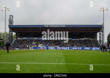 Stockport, Royaume-Uni. 08th mai 2023. The Cheadle end bannière exposition avant le match Sky Bet League 2 Stockport County vs Hartlepool United à Edgeley Park Stadium, Stockport, Royaume-Uni, 8th mai 2023 (photo de Ben Roberts/News Images) à Stockport, Royaume-Uni le 5/8/2023. (Photo de Ben Roberts/News Images/Sipa USA) crédit: SIPA USA/Alay Live News Banque D'Images