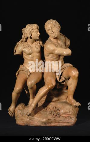 Hercules et Iole, 1710-1725. Giovanni Battista Foggini. Le sujet raconte une histoire de l'ancien héros grec Hercules (ou Heracles). Hercules a été vendu à Omphale, Reine de Lydia. Il est devenu son amant et pendant son service a commencé à afficher des traits féminins, portant la robe des femmes et la rotation. La sculpture dépeint Omphale avec son bras autour d'Hercules, elle porte sa peau de lion. Les bras d'Hercules, et l'un des bras d'Omphale sont maintenant absents, donc nous ne pouvons plus être sûrs de ce qu'ils ont tenu dans leurs mains. Dans la représentation traditionnelle, elle est montrée tenant son club, tandis qu'il tient une broche. Ce su Banque D'Images