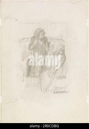 Hameau et Ophelia - esquisse de composition, 1854. Artiste: Dante Gabriel Rossetti Banque D'Images
