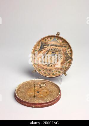 2016,49 [Voir 1 de 7]. Indicateur Qibla, 1700-1825. Également appelé Qibla Compass. Les indicateurs Qibla sont utilisés pour trouver la direction et le temps de la prière par les fidèles musulmans. Selon les principes centraux (ou cinq piliers) de l'Islam, ils doivent prier cinq fois par jour. Banque D'Images