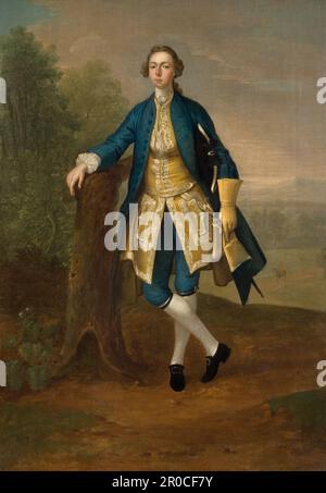 Portrait d'un homme en bleu, 1785. Par Arthur Devi Banque D'Images