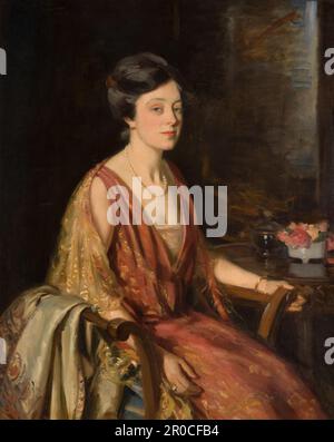 Portrait d'Anne de Vere Chamberlain (Mme Neville Chamberlain), 1924. Artiste: Wilfred Gabriel de Glehn. (d.1951).. Anne de Vere Chamberlain (née Cole; 1883 – 12 février 1967) était l'épouse du Premier ministre britannique Neville Chamberlain. Banque D'Images