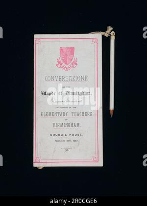 Programme. - Converszione, Maison du Conseil, Birmingham,1887 Banque D'Images