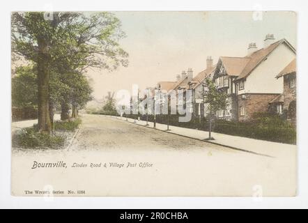 Carte postale - Linden Road and Village Post Office, Bournville, Birmingham, 1905. Vues topographiques - Kesterton Collection Banque D'Images