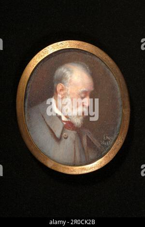 Portrait miniature de G F Watts, [non daté]. Webling etHAL. George Frederic Watts OM RA (1817-1904), peintre et sculpteur Banque D'Images