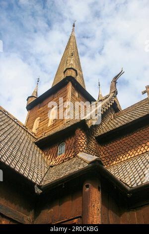 L'ancienne église Lom dans Oppland Norvège centrale Banque D'Images