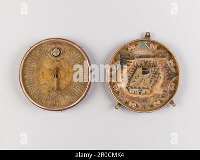 2016,49 [Voir 3 de 7]. Indicateur Qibla, 1700-1825. Également appelé Qibla Compass. Les indicateurs Qibla sont utilisés pour trouver la direction et le temps de la prière par les fidèles musulmans. Selon les principes centraux (ou cinq piliers) de l'Islam, ils doivent prier cinq fois par jour. Banque D'Images