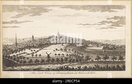 Gravure - vue est de Birmingham dans le Warwickshire, 1750-1800 Banque D'Images