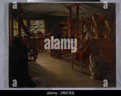 Salle de travail de James Watt, Heathfield Hall, 1889. Huile sur toile. Artiste: Jonathon Pratt.. Heathfield Hall, parfois appelé Heathfield House, a été érigé entre 1787-90 pour le célèbre ingénieur et inventeur, James Watt, et a été conçu par Samuel Wyatt. Banque D'Images