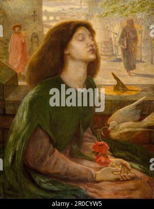 Beata Beatrix, 1877. Huile sur toile. Artiste: Dante Gabriel Rossetti. Aussi: Ford Madox Brown. 'Béni Beatrice'. Une jeune femme est assise et demi-longueur au moment de la suspension entre la vie et la mort. En arrière-plan Dante est montré regardant à travers la figure de l'Amour. Banque D'Images