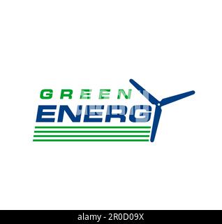Éolienne. Symbole vert d'énergie propre. Production d'énergie durable et renouvelable icône des éoliennes, industrie de production d'électricité écologique ou Illustration de Vecteur