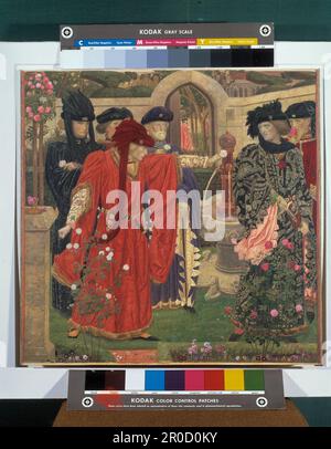 Choisir les roses rouges et blanches dans le jardin du Temple, 1910. Dépeignant la scène probablement fictive par William Shakespeare d'Edmund Beaufort, 2nd duc de Somerset étant contesté par Richard de York, 3rd duc de York à choisir entre la Rose blanche de York et la Rose rouge de Lancaster... Artiste: Henry Payne. Aquarelle Banque D'Images
