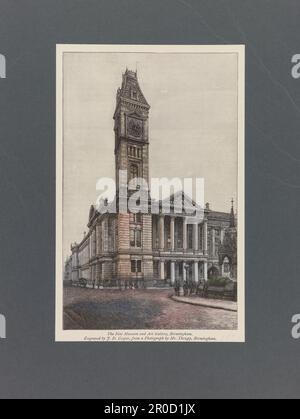 Vue topographique de Birmingham.gravure. The New Museum & Art Gallery, Birmingham, 1885. Par J D Cooper et M. Thupp Banque D'Images