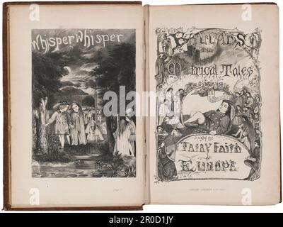 La famille Fairy - Une série de ballades et de contes métriques illustrant la foi des fées en Europe, 1857. Sir Edward Burne-Jones. Volume lié avec frontispice, page de titre et pièce de queue gravée à partir de dessins au stylo et à l'encre. Banque D'Images