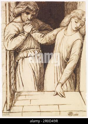 Hameau et Ophelia - étude de composition, 1865. Artiste: Gabriel Dante Rossetti Banque D'Images