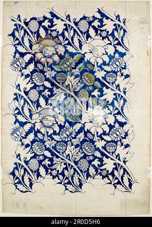 Wey, 1882-83. William Morris. Aquarelle pour la conception de tissu imprimé Banque D'Images