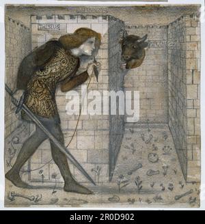 Conception de carreaux - Theseus et le Minotaur dans le labyrinthe, 1861. Par Sir Edward Burne-Jones Banque D'Images