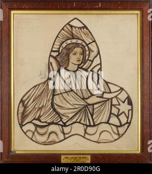 Ange tenant la Lune, 1862-3. Sir Edward Burne-Jones (d.1898). Design pour St Michael et All Angels Church, Lyndhurst, New Forest Banque D'Images