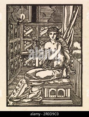 Cupid et psyché - psyché, 1880. Gravure en bois. Après un dessin de Sir Edward Burne-Jones Banque D'Images