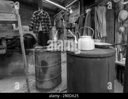 « Tea Room » dans le moulin de Geevor Tin Mine, Pendeen, Penzance, Cornwall, Angleterre, ROYAUME-UNI. Banque D'Images