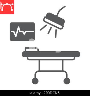 Icône de glyphe de la salle d'opération de l'hôpital, oncologie et chirurgie, icône de vecteur de la table d'opération, graphiques vectoriels, signe de contour plein modifiable, eps 10. Illustration de Vecteur