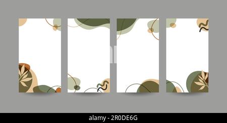 Modèle d'histoires avec arrière-plan abstrait avec formes organiques fluides, couleurs pastel. Vector défini dans un style tendance minimal avec espace de copie pour le texte et Illustration de Vecteur