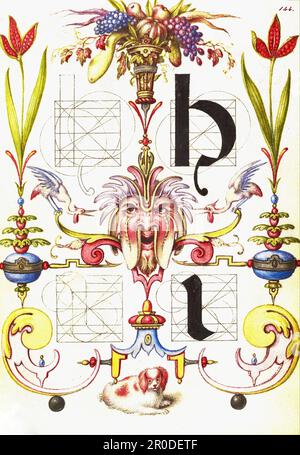 Joris Hoefnagel - Guide de construction des lettres H et I - c1591–1596 Banque D'Images