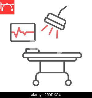 Icône de ligne de la salle d'opération, oncologie et chirurgie, icône de vecteur de la table d'opération, graphiques vectoriels, signe de contour de contour modifiable, eps 10. Illustration de Vecteur