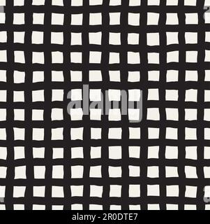 Abstrait carreaux dessinés à la main textures faites avec gouache. Arrière-plan vectoriel des vérificateurs de grunge noirs Illustration de Vecteur