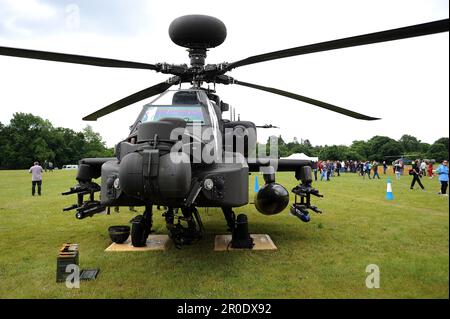 Hélicoptère Apache exposé au Cosford Air Show, 2015. Banque D'Images