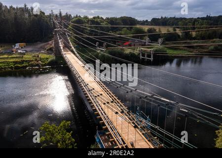 Travaux de restauration en cours sur le pont de la chaîne de l'Union les travaux ont été effectués à partir d'octobre 2020 avec la réouverture du pont le 17 avril 2023 Banque D'Images