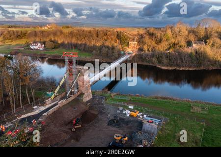 Travaux de restauration en cours sur le pont de la chaîne de l'Union les travaux ont été effectués à partir d'octobre 2020 avec la réouverture du pont le 17 avril 2023 Banque D'Images