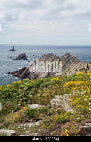 Phare de la Vieille, Ile de sein, Pointe du raz, Finistère, Bretagne, France Banque D'Images