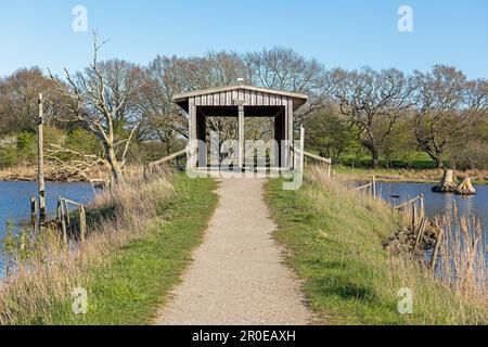 Pont couvert, Grand lagon, Geltinger Birk, Schleswig-Holstein, Allemagne Banque D'Images