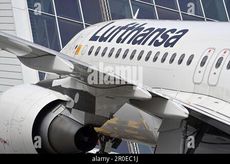 Impressions de l'aéroport Franz Josef Strauss de Munich sur 8 mai 2023. Avion de passagers Lufthansa au terminal 2. ? Banque D'Images