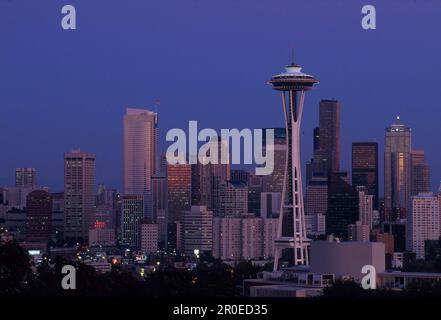 Space Needle, Downtown, von Queen Anne Hill, Seattle Washington, États-Unis Banque D'Images