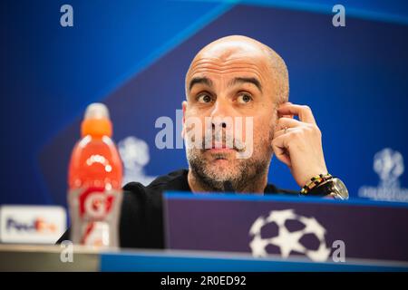 Madrid, Espagne. 08th mai 2023. PEP Guardiola (Manchester City) lors de la conférence de presse avant le match de football entre&#XA;Real Madrid et Manchester City, valable pour la demi-finale de la Ligue des champions de l'UEFA célébrée à Madrid, Espagne au stade Bernabeu, le lundi 08 mai 2023 Credit: Live Media Publishing Group/Alay Live News Banque D'Images