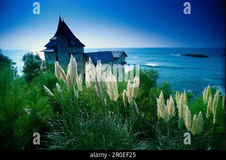 Vue sur la Villa Belza, Biarritz et la mer, pays basque, France Banque D'Images