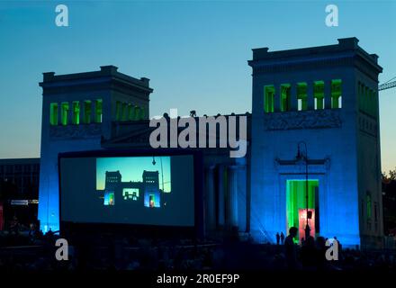 Cinéma en plein air, Koenigsplatz, Munich, Bavière, Allemagne Banque D'Images