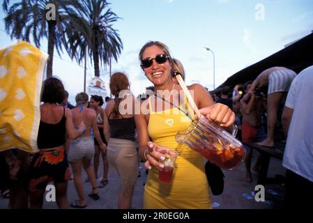 Bora Bora Disco Beach, Platja d'en Bossa Ibiza, Espagne Banque D'Images