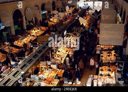 Section de poissons marché central, Athènes, Grèce Banque D'Images