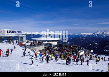 Sommet, Station de ski, Kronplatz, Plan de Corones, Dolomites du Tyrol du Sud, Italie Banque D'Images